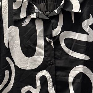 SHEIN Black and White Abstract Pantsuit